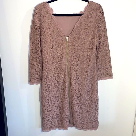 Adrianna Papell dusty rose lace cocktail dress - Picture 2 of 5